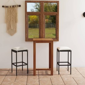 Set de bar para jardín 3 piezas y cojines ratán sintético negro de , Conjuntos de jardín - Ref: Foro24-3067979, Precio: 210,8...