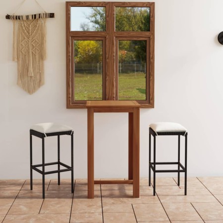 Set de bar para jardín 3 piezas y cojines ratán sintético negro de , Conjuntos de jardín - Ref: Foro24-3067979, Precio: 210,8...