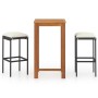 Set de bar para jardín 3 piezas y cojines ratán sintético negro de , Conjuntos de jardín - Ref: Foro24-3067979, Precio: 210,8...