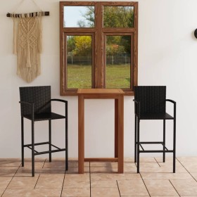 Conjunto de bar para jardín 3 piezas negro