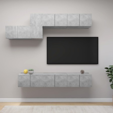 Set muebles de salón TV 7 pzas madera ingeniería gris hormigón de , Muebles TV - Ref: Foro24-3079149, Precio: 190,25 €, Descu...