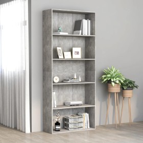 Estantería de 5 niveles contrachapada gris hormigón 80x30x189cm de , Librerías y estanterías - Ref: Foro24-801030, Precio: 96...