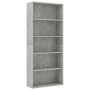 Estantería de 5 niveles contrachapada gris hormigón 80x30x189cm de , Librerías y estanterías - Ref: Foro24-801030, Precio: 96...