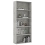 Estantería de 5 niveles contrachapada gris hormigón 80x30x189cm de , Librerías y estanterías - Ref: Foro24-801030, Precio: 96...