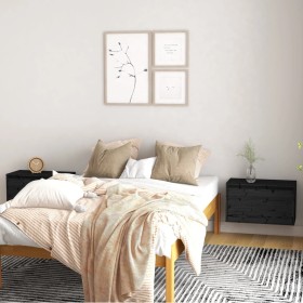 Armarios de pared 2 uds madera maciza pino negro 60x30x35 cm by , Shelves and shelves - Ref: Foro24-813454, Price: 99,01 €, D...