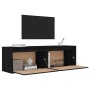 Armarios de pared 2 uds madera maciza pino negro 60x30x35 cm by , Shelves and shelves - Ref: Foro24-813454, Price: 99,01 €, D...