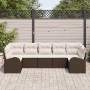 Conjunto de sofá de jardín 7 pcs Marrón Poliratán