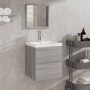 Armario de lavabo con lavamanos y espejo gris sonoma von , Badezimmerwaschtische - Ref: Foro24-3114177, Preis: 133,00 €, Raba...