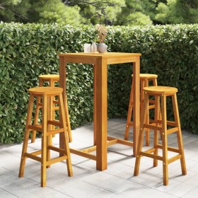 Juego muebles de bar para jardín 5 pzas madera de