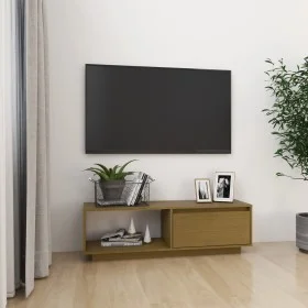 Honey brown pine solid wood TV cabinet 110x30x33.5 cm by vidaXL, TV Furniture - Ref: Foro24-809891, Price: 56,31 €, Discount: %