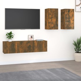 Set de muebles de TV 4 pzas madera contrachapada roble ahumado von , TV-Möbel - Ref: Foro24-3120269, Preis: 121,52 €, Rabatt:...
