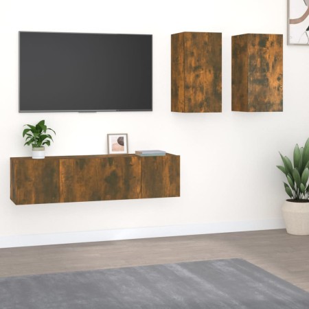 Set de muebles de TV 4 pzas madera contrachapada roble ahumado von , TV-Möbel - Ref: Foro24-3120269, Preis: 121,52 €, Rabatt:...