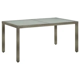 Garden table tempered glass gray synthetic rattan 150x90x75cm by vidaXL, Garden tables - Ref: Foro24-316707, Price: 138,47 €,...