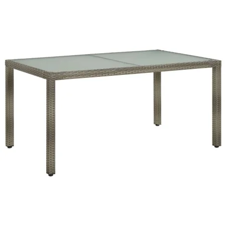 Mesa de jardín vidrio templado ratán sintético gris 150x90x75cm de vidaXL, Mesas de jardín - Ref: Foro24-316707, Precio: 138,...