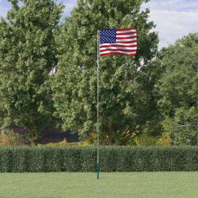 Mástil y bandera de Estados Unidos aluminio 5,55 m de , Banderas y mangas de viento - Ref: Foro24-3147141, Precio: 53,55 €, D...