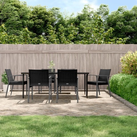 Juego comedor jardín 7 piezas y cojines ratán sintético y acero by , Garden sets - Ref: Foro24-3186983, Price: 660,13 €, Disc...