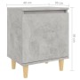 Mesita de noche patas madera maciza gris hormigón 40x30x50 cm by , Nightstands - Ref: Foro24-805823, Price: 34,06 €, Discount: %