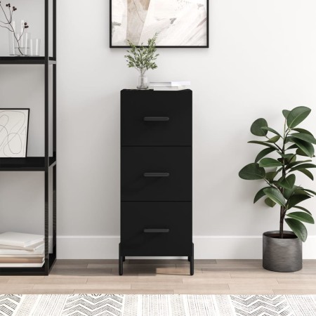 Aparador de madera contrachapada negro 34,5x34x90 cm de , Aparadores - Ref: Foro24-828613, Precio: 94,67 €