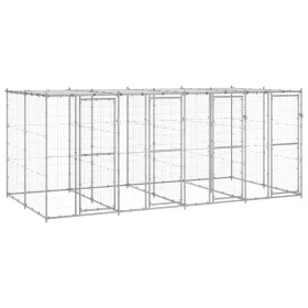 Outdoor steel dog kennel with a roof, 9.68 m² by vidaXL, Dog kennels and fences - Ref: Foro24-3082273, Price: 656,87 €, Disco...