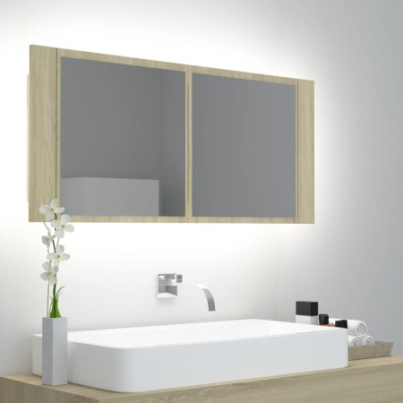 Armario espejo de baño LED acrílico roble Sonoma 100x12x45 cm von , Badezimmerwaschtische - Ref: Foro24-804983, Preis: 60,05 ...