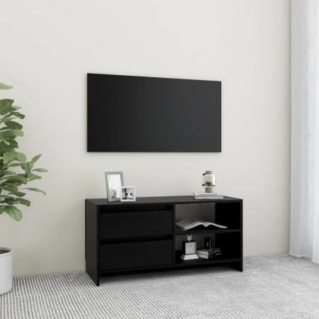 Massiver TV-Schrank aus schwarzem Kiefernholz, 80 x 31 x 39 cm von vidaXL, TV-Möbel - Ref: Foro24-809898, Preis: 70,19 €, Rab...