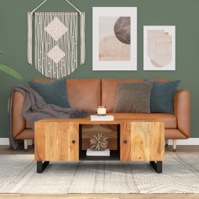 Mesa de centro madera maciza acacia y contrachapada 100x54x40cm by , Coffee table - Ref: Foro24-351951, Price: 117,70 €, Disc...