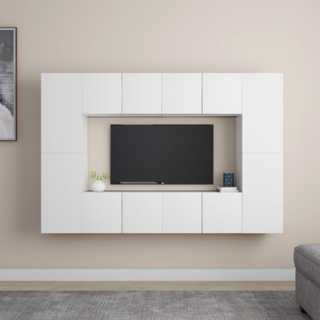 Set de muebles de salón TV 8 piezas madera de ingeniería blanco by , TV Furniture - Ref: Foro24-3078668, Price: 280,61 €, Dis...