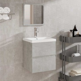 Armario de baño con espejo madera de ingeniería gris hormigón de , Muebles de baño - Ref: Foro24-804867, Precio: 67,86 €, Des...