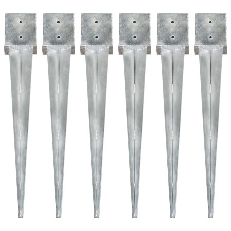 Picas de tierra 6 uds acero galvanizado plateado 14x14x91 cm | Foro24.es | Tu tienda online para hogar, jardín y más Foro24.es