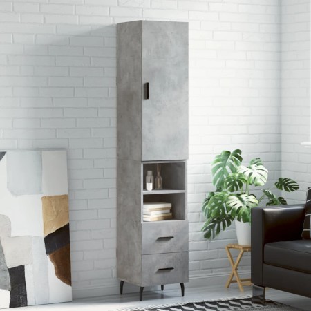 Aparador de madera contrachapada gris hormigón 34,5x34x180 cm by , Sideboards - Ref: Foro24-3198933, Price: 118,56 €, Discoun...