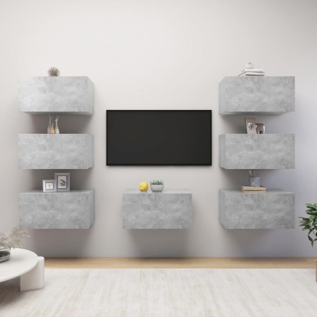 Muebles de salón 7 pzas gris hormigón 30,5x30x60 cm von , TV-Möbel - Ref: Foro24-3079163, Preis: 201,01 €, Rabatt: %