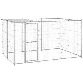 Outdoor steel dog kennel with a roof, 7.26 m² by vidaXL, Dog kennels and fences - Ref: Foro24-3082303, Price: 378,92 €, Disco...