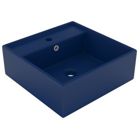 Lavabo cuadrado rebosadero cerámica azul oscuro mate 41x41cm de , Lavabos - Ref: Foro24-146946, Precio: 93,44 €, Descuento: -5%%
