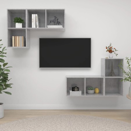 Muebles de salón de pared 4 pzs madera ingeniería gris hormigón von , TV-Möbel - Ref: Foro24-3079839, Preis: 146,52 €, Rabatt...