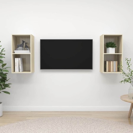 Muebles de salón de pared 2 pzas madera ingeniería roble Sonoma de , Muebles TV - Ref: Foro24-3079847, Precio: 69,55 €
