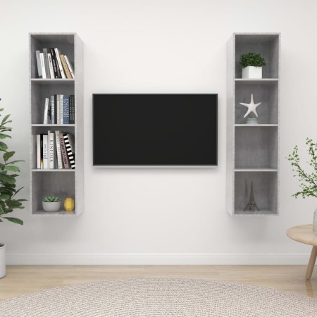 Muebles de salón de pared 2 pzs madera ingeniería gris hormigón by , TV Furniture - Ref: Foro24-3079866, Price: 120,53 €, Dis...