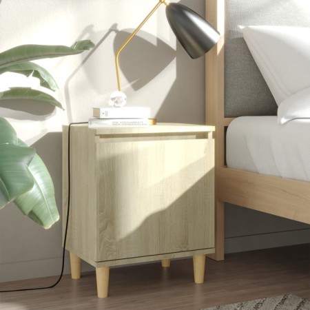 Mesita de noche con patas madera pino roble Sonoma 40x30x50 cm by , Nightstands - Ref: Foro24-805821, Price: 35,14 €, Discoun...