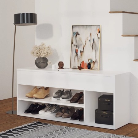 Banco zapatero de madera contrachapada blanco 105x30x45 cm von , Schuhregale und Schuhorganisatoren - Ref: Foro24-808756, Pre...