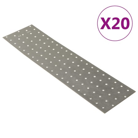 Placas perforadas 20 uds acero galvanizado 2 mm 400x100 mm by , Hardware items - Ref: Foro24-155547, Price: 54,92 €, Discount: %