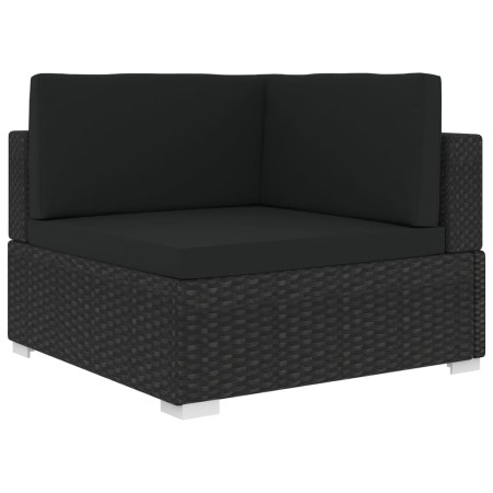 Asiento seccional de esquina con cojines 1 ud ratán PE negro | Foro24.es | Tu tienda online para hogar, jardín y más Foro24.es