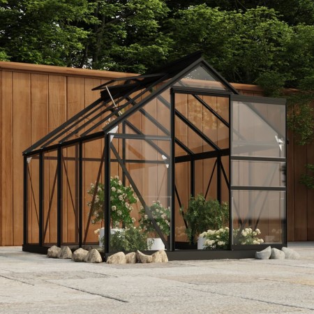 Invernadero de vidrio gris antracita aluminio 155x200,5x191 cm by , Greenhouses - Ref: Foro24-3082334, Price: 540,28 €, Disco...