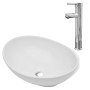 Lavabo de baño con grifo mezclador cerámica ovalado blanco | Foro24.es | Tu tienda online para hogar, jardín y más Foro24.es