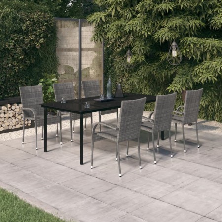 Juego de comedor para jardín 7 piezas gris y negro by , Garden sets - Ref: Foro24-3099393, Price: 495,07 €, Discount: %