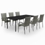 Juego de comedor para jardín 7 piezas gris y negro by , Garden sets - Ref: Foro24-3099393, Price: 495,07 €, Discount: %