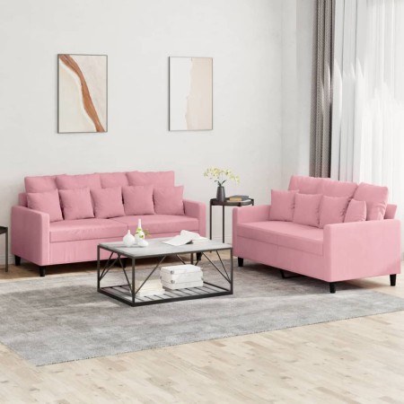 Juego de sofás con cojines 2 piezas terciopelo rosa by , Sofas - Ref: Foro24-3201703, Price: 496,73 €, Discount: %