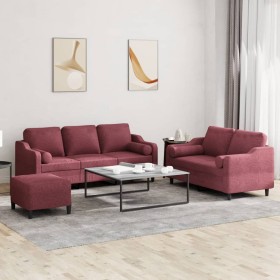 Juego de sofás con cojines 3 piezas tela rojo tinto by , Sofas - Ref: Foro24-3201864, Price: 600,80 €, Discount: %