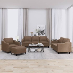 Juego de sofás con cojines 4 piezas tela marrón by , Sofas - Ref: Foro24-3201781, Price: 709,04 €, Discount: %
