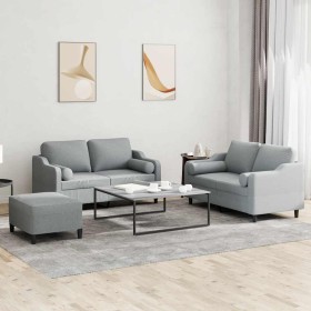Juego de sofás con cojines 3 piezas tela gris claro by , Sofas - Ref: Foro24-3201826, Price: 511,06 €, Discount: %