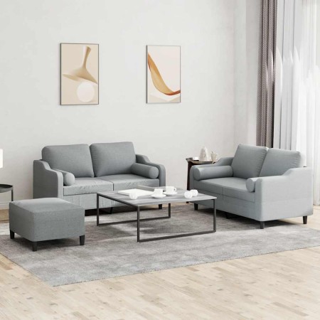 Juego de sofás con cojines 3 piezas tela gris claro by , Sofas - Ref: Foro24-3201826, Price: 511,06 €, Discount: %