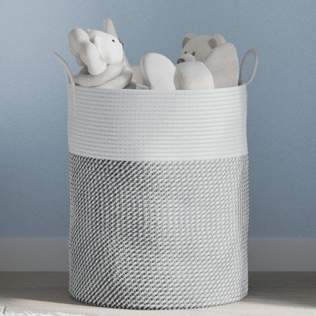 Cesta de almacenaje algodón gris y blanco Ø38x46 cm de , Cestas - Ref: Foro24-358481, Precio: 32,72 €, Descuento: %